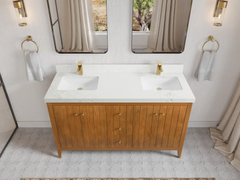 Atlanta Teak Wood 60 in. W x 22 in. D Double Sink Bathroom Vanity - photo 19