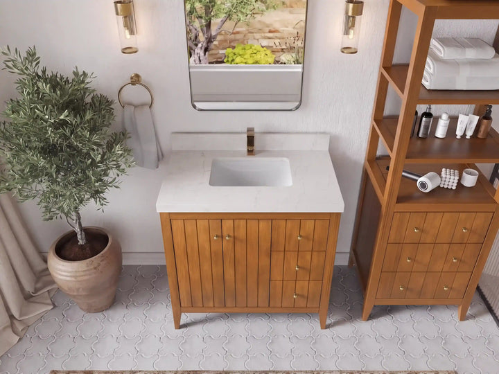 Atlanta 36 in. W x 22 in. D Teak Wood Center Sink Bathroom Vanity - photo 28