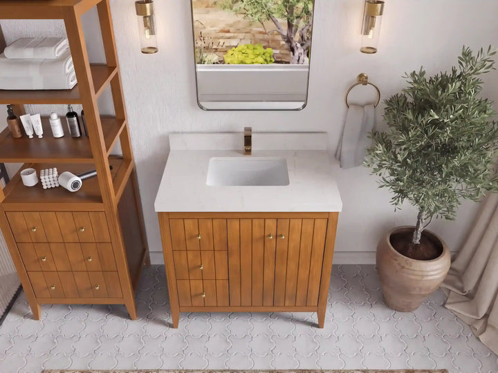 Atlanta Teak Wood 36 in. W x 22 in. D Center Sink Bathroom Vanity - photo 31
