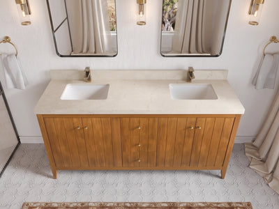 Atlanta Teak Wood 72 in. W x 22 in. D Double Sink Bathroom Vanity
