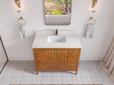 Atlanta Teak Wood 42 in. W x 22 in. D Single Sink Bathroom Vanity