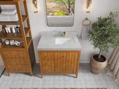 Atlanta Teak Wood 36 in. W x 22 in. D Right Offset Sink Bathroom Vanity - photo 20