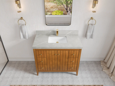 Atlanta Teak Wood 42 in. W x 22 in. D Single Sink Bathroom Vanity