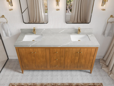 Atlanta Teak Wood 72 in. W x 22 in. D Double Sink Bathroom Vanity
