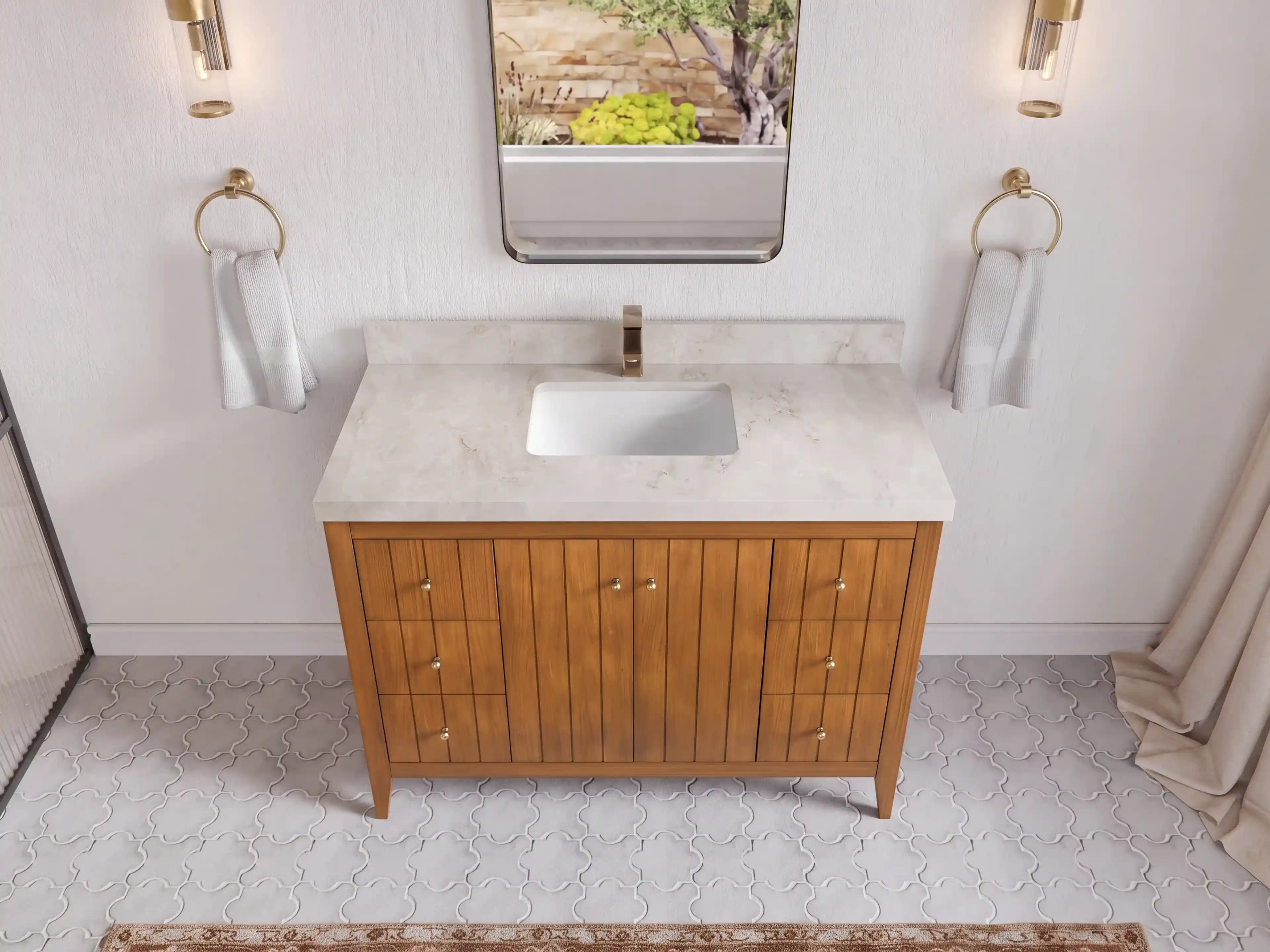Atlanta Teak Wood 48 in. W x 22 in. D Single Sink Bathroom Vanity
