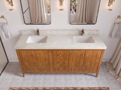 Atlanta Teak Wood 72 in. W x 22 in. D Double Sink Bathroom Vanity