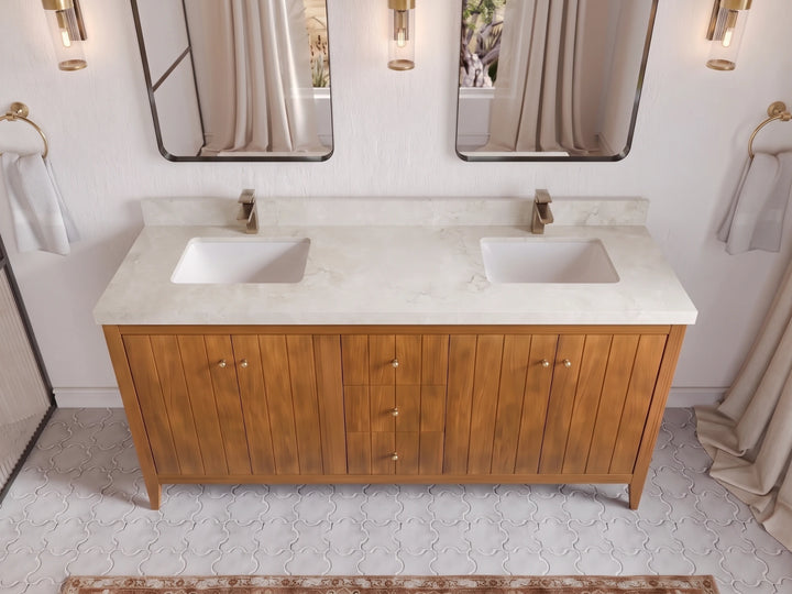 Atlanta Teak Wood 72 in. W x 22 in. D Double Sink Bathroom Vanity - photo 38