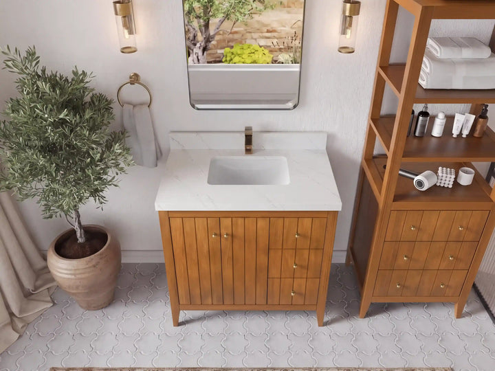 Atlanta 36 in. W x 22 in. D Teak Wood Center Sink Bathroom Vanity - photo 37