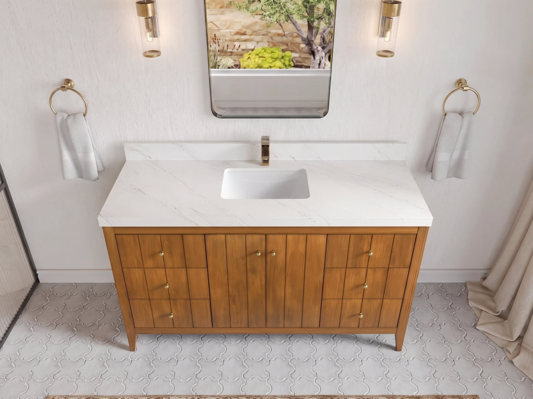Atlanta Teak Wood 60 in. W x 22 in. D Single Sink Bathroom Vanity | 
              
                Dark Natural Teak
                
                  
             - ATL_TK_DNT_WHQZ_60S - photo №29