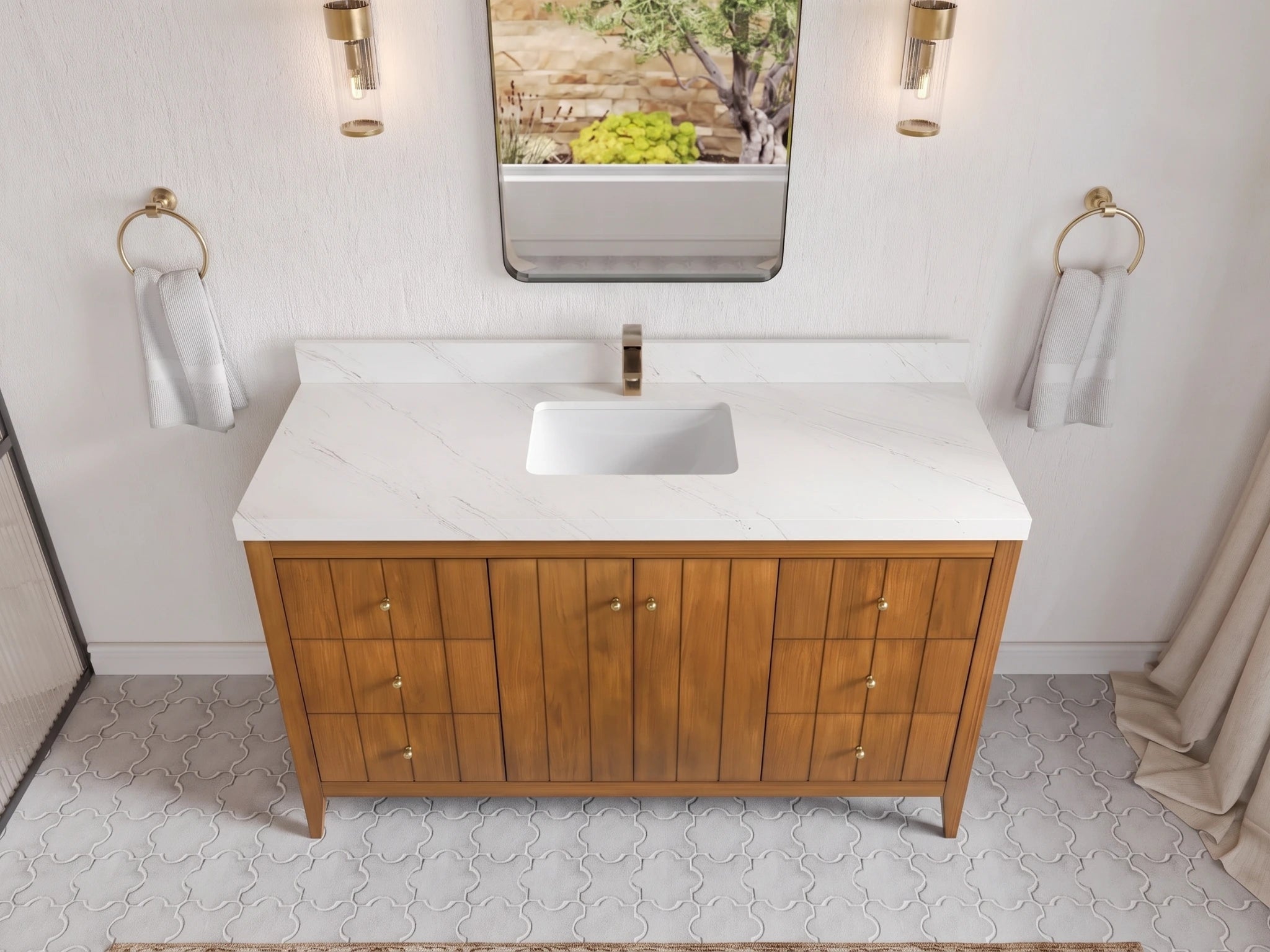 Atlanta Teak Wood 60 in. W x 22 in. D Single Sink Bathroom Vanity