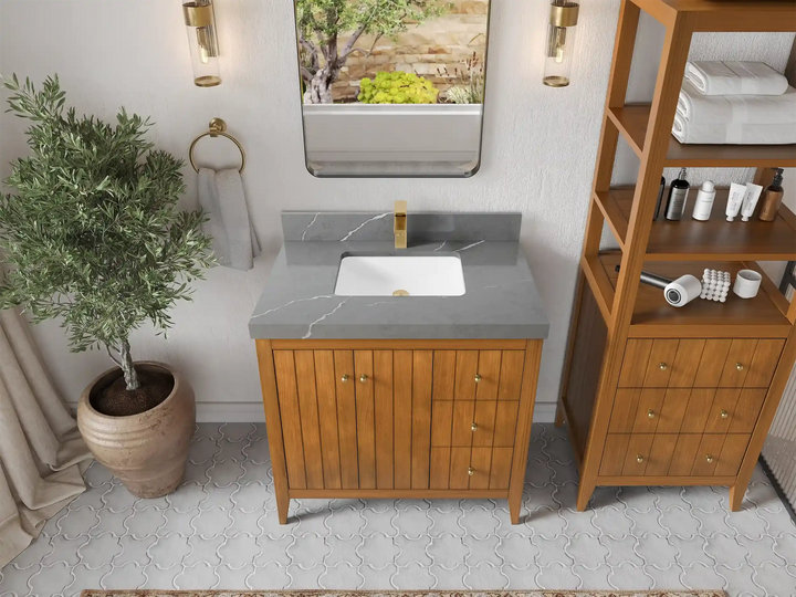 Atlanta Teak Wood 36 in. W x 22 in. D Center Sink Bathroom Vanity - photo 23