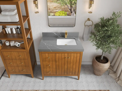 Atlanta Teak Wood 36 in. W x 22 in. D Right Offset Sink Bathroom Vanity - photo 21