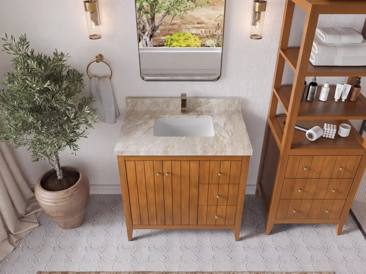 Atlanta 36 in. W x 22 in. D Teak Wood Center Sink Bathroom Vanity - photo 32