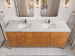 Atlanta Teak Wood 84 in. W x 22 in. D Double Sink Bathroom Vanity - photo 40