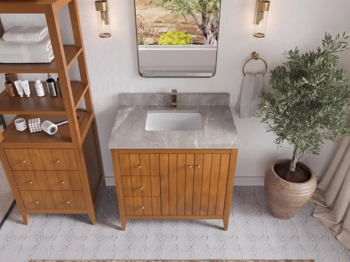 Atlanta Teak Wood 36 in. W x 22 in. D Center Sink Bathroom Vanity - photo 37
