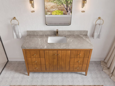 Atlanta Teak Wood 60 in. W x 22 in. D Single Sink Bathroom Vanity