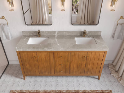 Atlanta Teak Wood 72 in. W x 22 in. D Double Sink Bathroom Vanity
