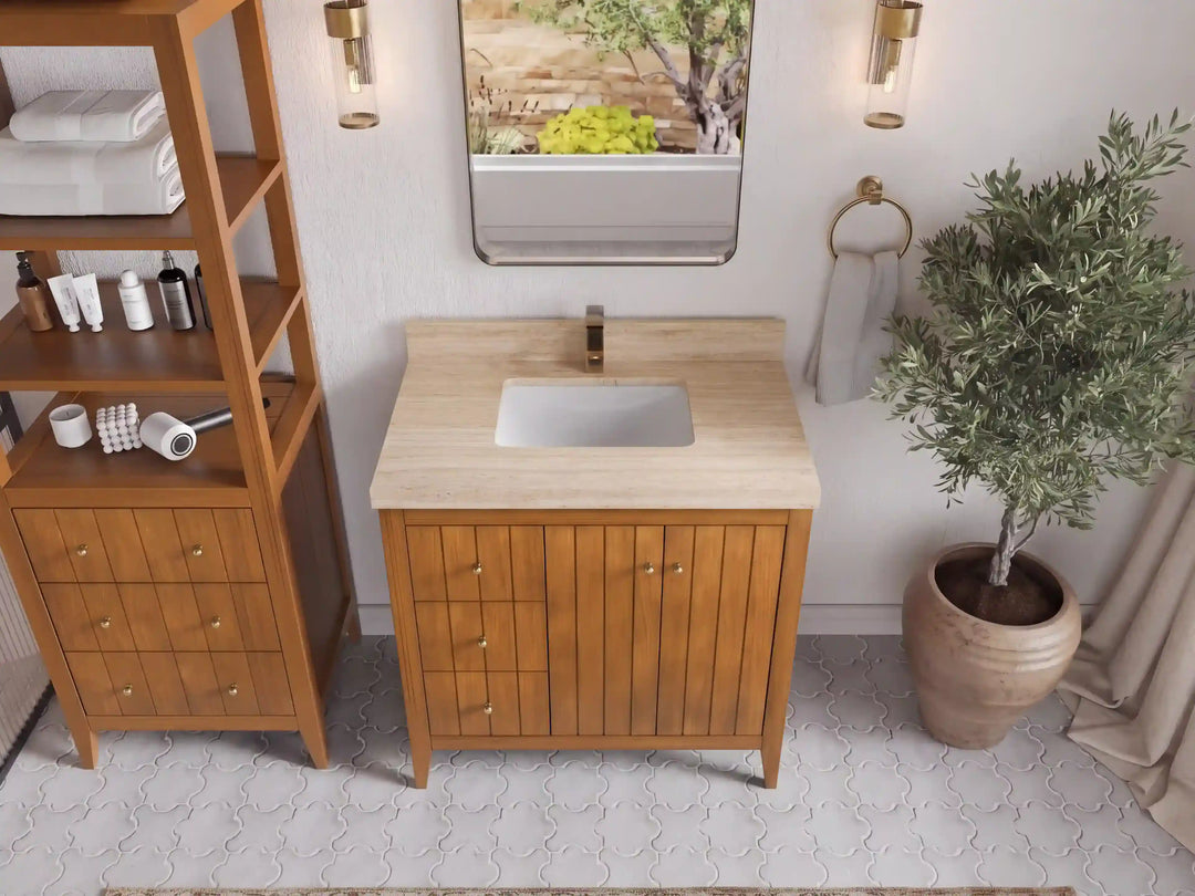 Atlanta Teak Wood 36 in. W x 22 in. D Center Sink Bathroom Vanity | 
              
                Dark Natural Teak
                
                  
             - ATL_TK_DNT_WHQZ_36CR - photo №39