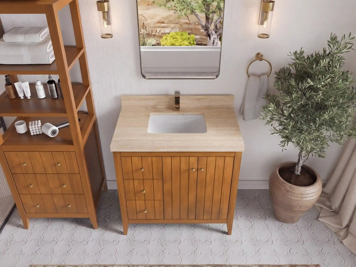 Atlanta Teak Wood 36 in. W x 22 in. D Center Sink Bathroom Vanity - photo 39