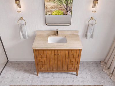 Atlanta Teak Wood 42 in. W x 22 in. D Single Sink Bathroom Vanity