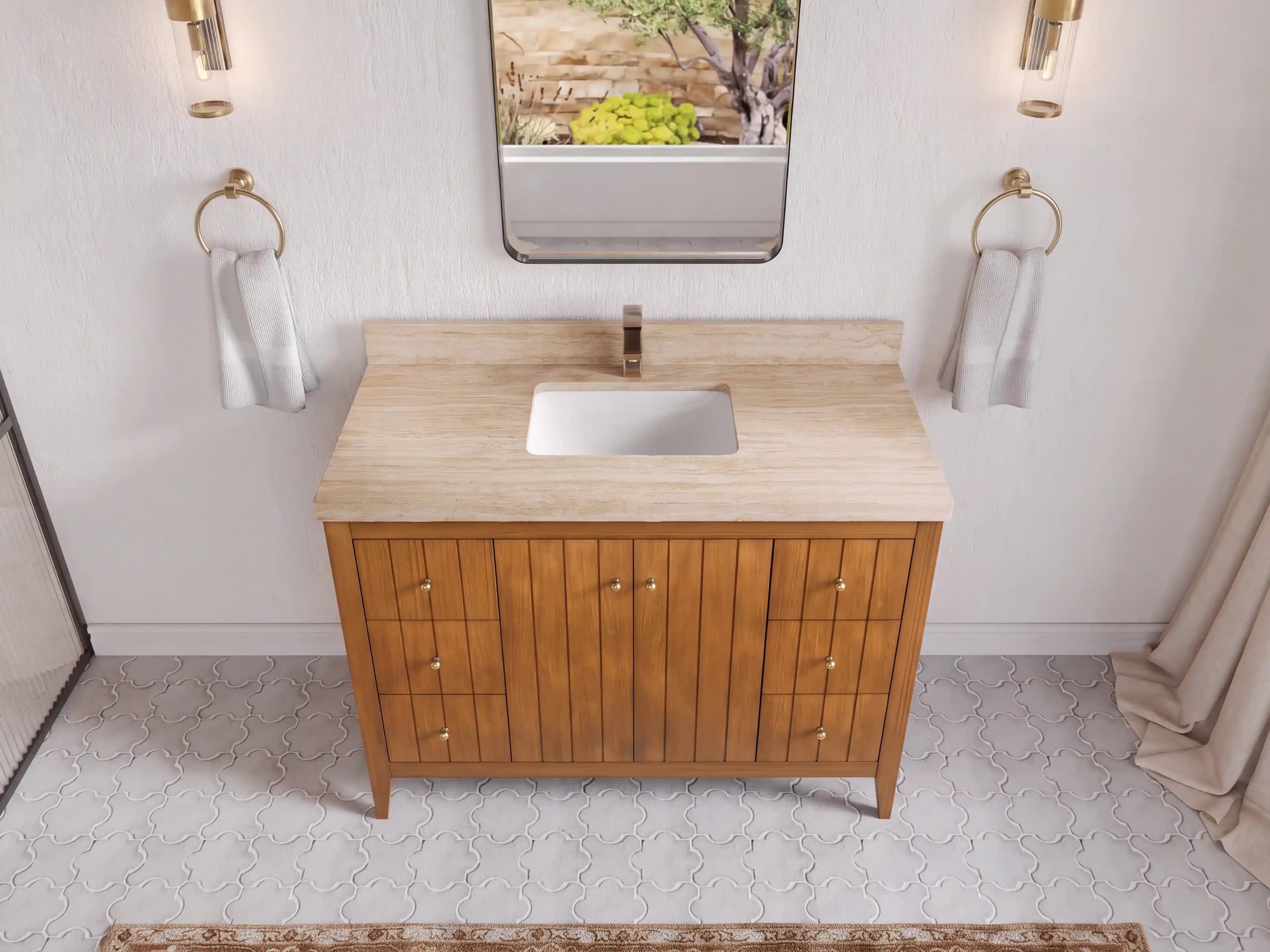Atlanta Teak Wood 48 in. W x 22 in. D Single Sink Bathroom Vanity