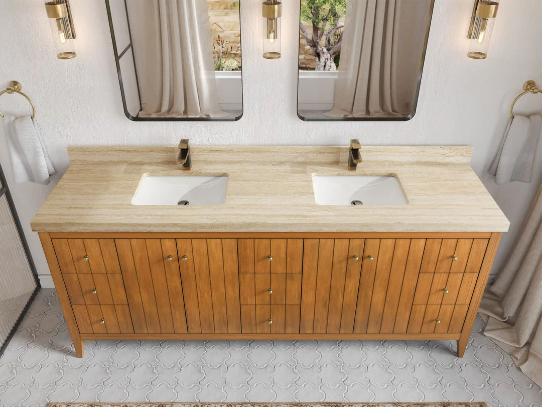 Atlanta Teak Wood 84 in. W x 22 in. D Double Sink Bathroom Vanity | 
              
                Dark Natural Teak
                
                  
             - ATL_TK_DNT_WHQZ_84D - photo №41