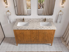 Atlanta Teak Wood 60 in. W x 22 in. D Double Sink Bathroom Vanity - photo 40