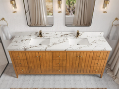 Atlanta Teak Wood 84 in. W x 22 in. D Double Sink Bathroom Vanity - photo 30