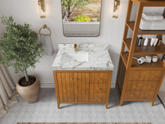 Atlanta Teak Wood 36 in. W x 22 in. D Left Offset Sink Bathroom Vanity - photo 23