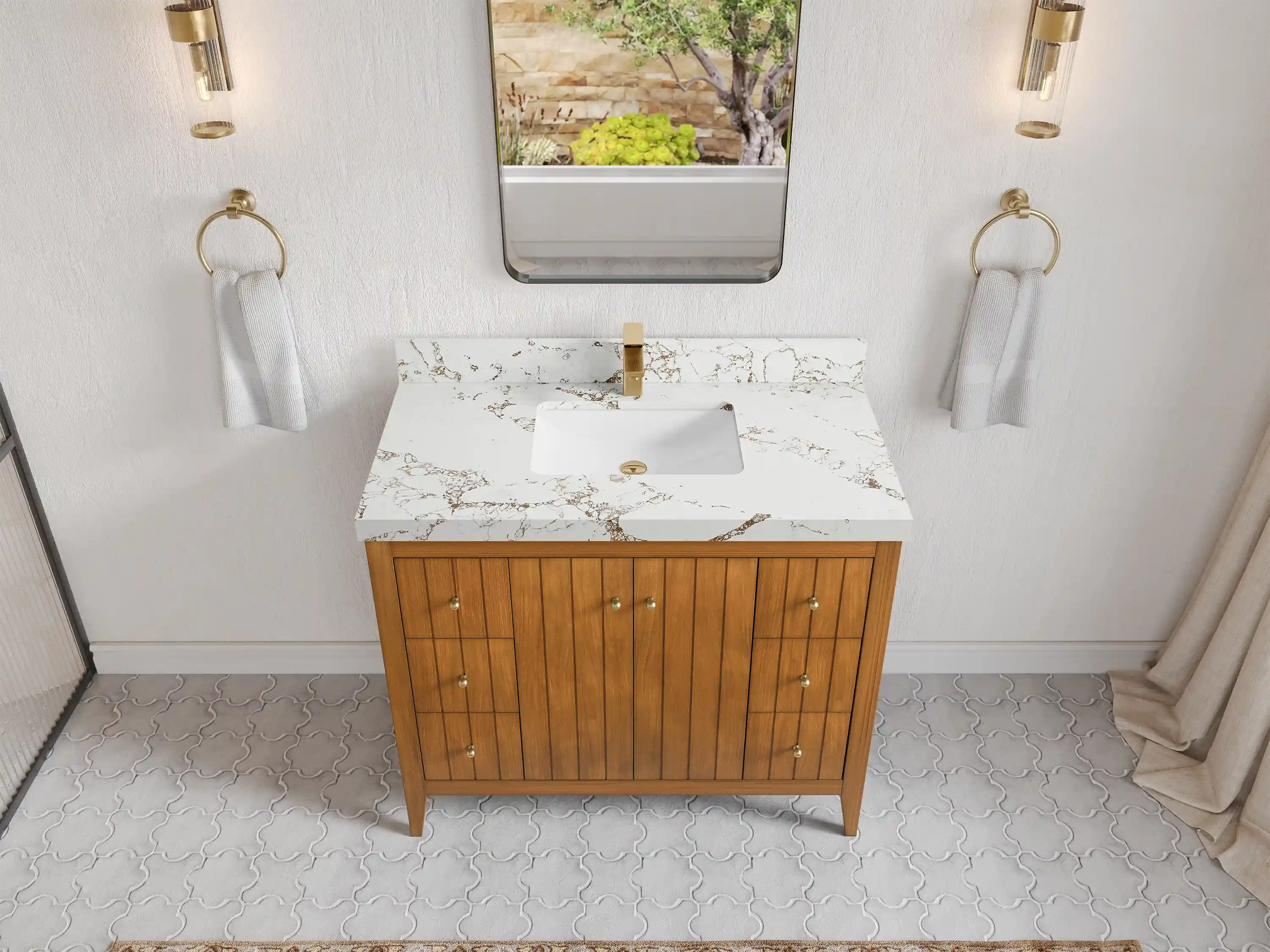 Atlanta Teak Wood 42 in. W x 22 in. D Single Sink Bathroom Vanity