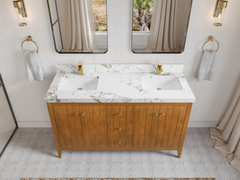 Atlanta Teak Wood 60 in. W x 22 in. D Double Sink Bathroom Vanity - photo 23