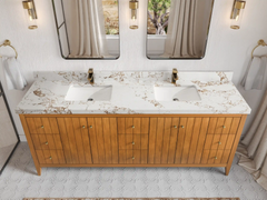 Atlanta Teak Wood 84 in. W x 22 in. D Double Sink Bathroom Vanity - photo 31