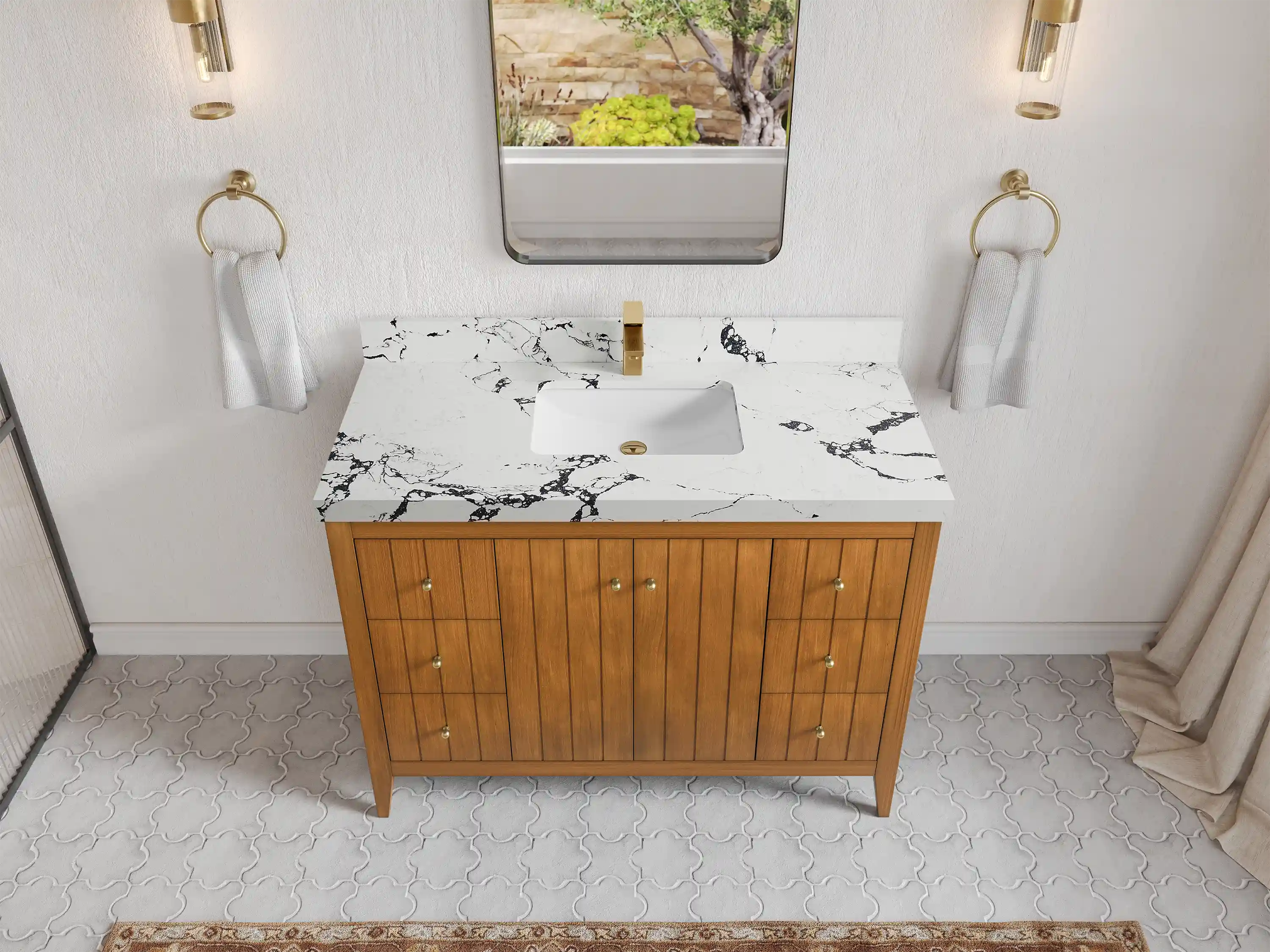 Atlanta Teak Wood 48 in. W x 22 in. D Single Sink Bathroom Vanity