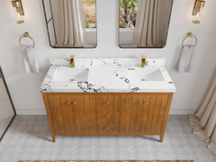 Atlanta Teak Wood 60 in. W x 22 in. D Double Sink Bathroom Vanity - photo 24