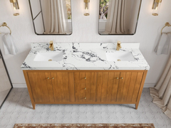 Atlanta Teak Wood 72 in. W x 22 in. D Double Sink Bathroom Vanity - photo 25