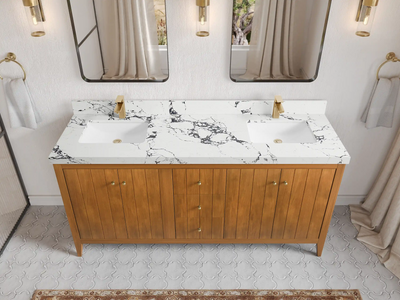 Atlanta Teak Wood 72 in. W x 22 in. D Double Sink Bathroom Vanity