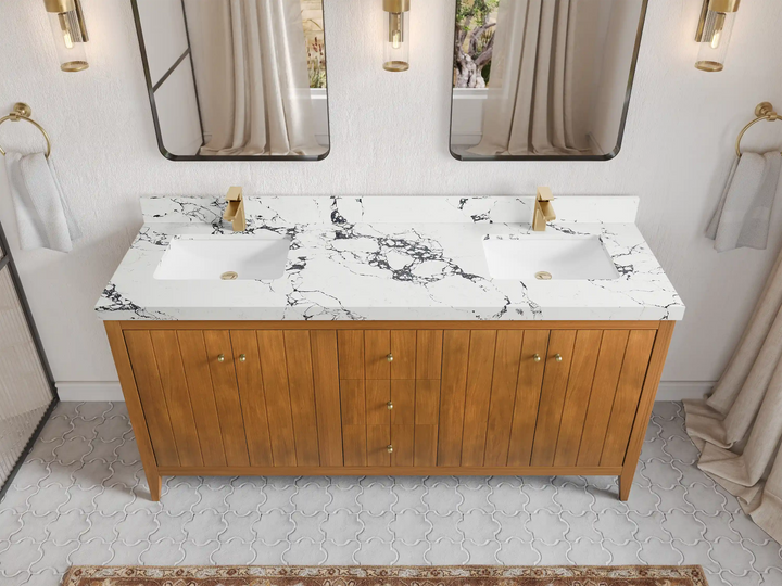 Atlanta Teak Wood 72 in. W x 22 in. D Double Sink Bathroom Vanity - photo 25