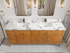 Atlanta Teak Wood 84 in. W x 22 in. D Double Sink Bathroom Vanity - photo 32