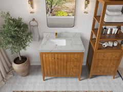 Atlanta Teak Wood 36 in. W x 22 in. D Left Offset Sink Bathroom Vanity - photo 25
