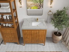 Atlanta Teak Wood 36 in. W x 22 in. D Right Offset Sink Bathroom Vanity - photo 24