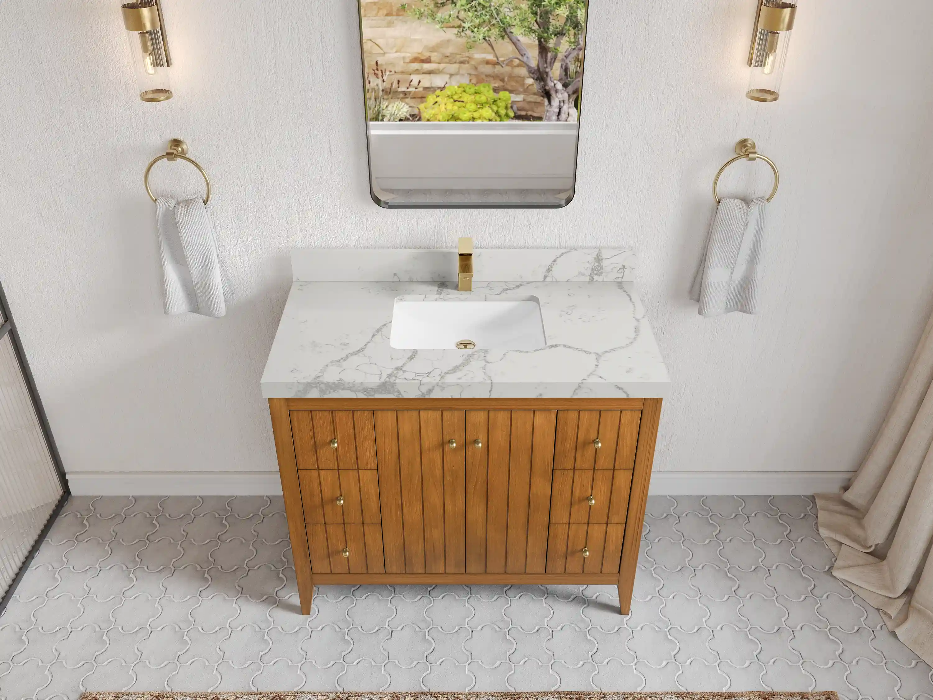 Atlanta Teak Wood 42 in. W x 22 in. D Single Sink Bathroom Vanity
