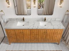 Atlanta Teak Wood 84 in. W x 22 in. D Double Sink Bathroom Vanity - photo 33