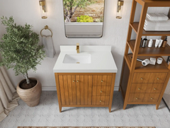 Atlanta Teak Wood 36 in. W x 22 in. D Left Offset Sink Bathroom Vanity - photo 26