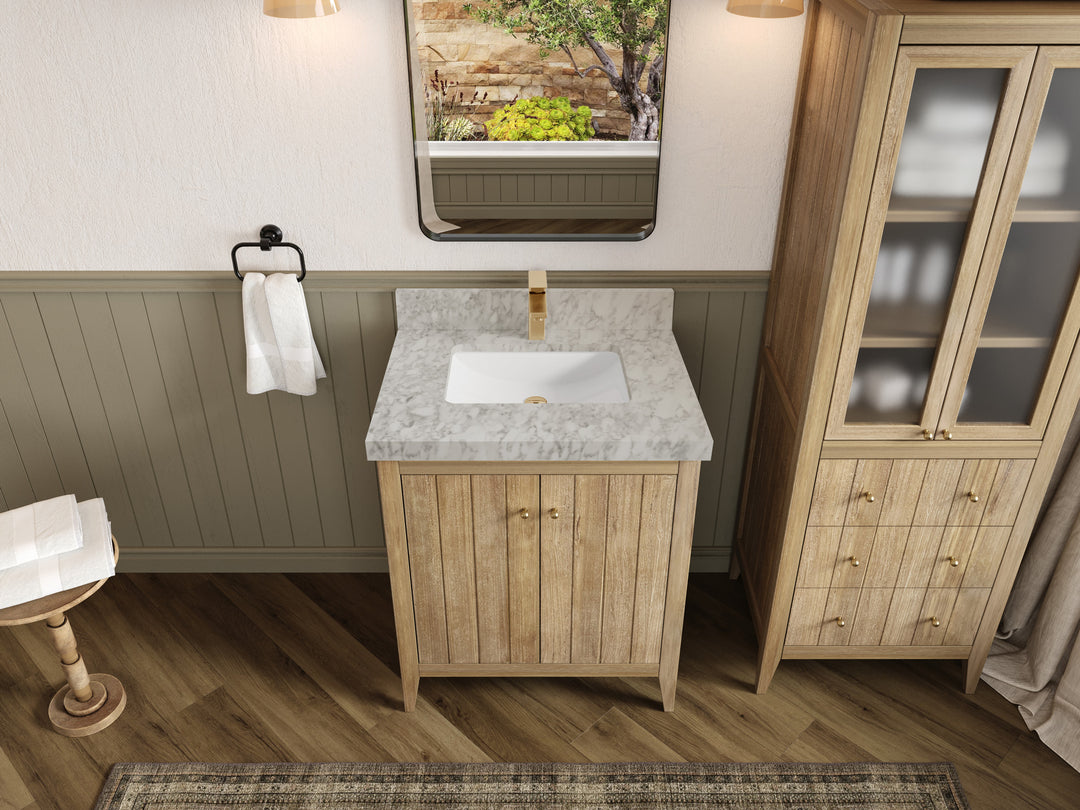 Atlanta Teak Wood 30 in. W x 22 in. D Single Sink Bathroom Vanity