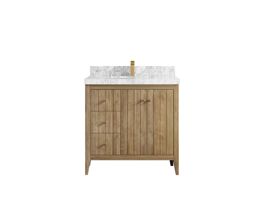 Atlanta Teak Wood 36 in. W x 22 in. D Center Sink Bathroom Vanity