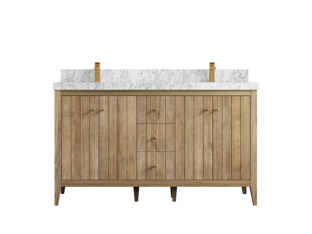 Atlanta Teak Wood 60 in. W x 22 in. D Double Sink Bathroom Vanity