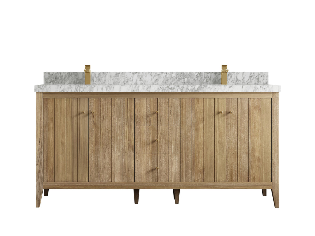 Atlanta Teak Wood 72 in. W x 22 in. D Double Sink Bathroom Vanity