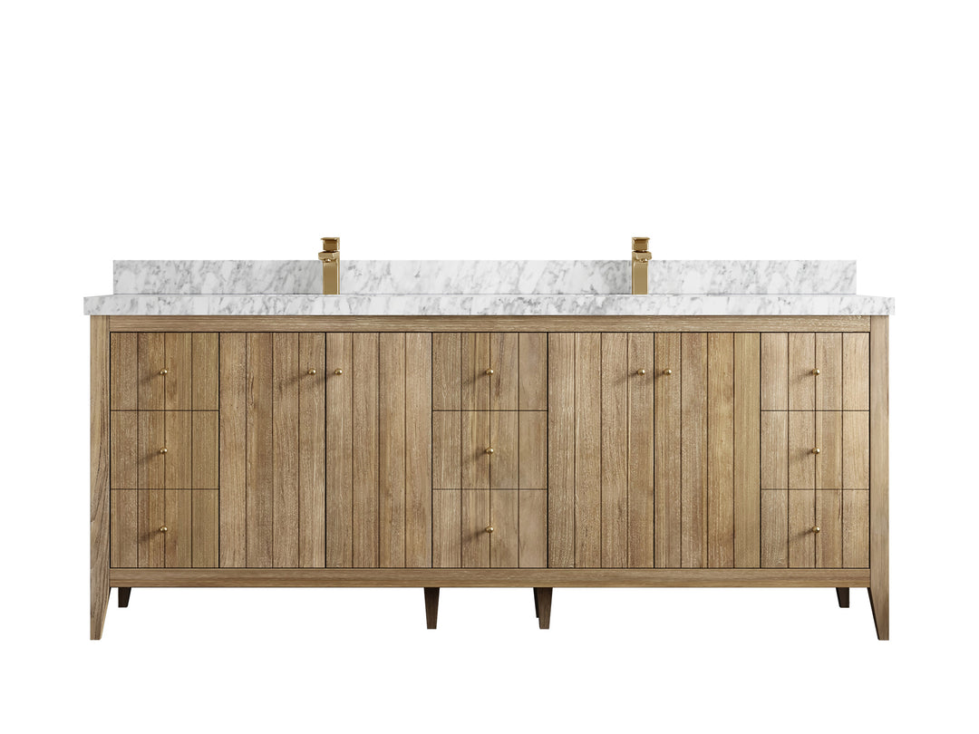 Atlanta Teak Wood 84 in. W x 22 in. D Double Sink Bathroom Vanity