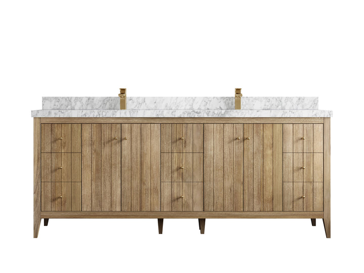 Atlanta Teak Wood 84 in. W x 22 in. D Double Sink Bathroom Vanity - photo 11