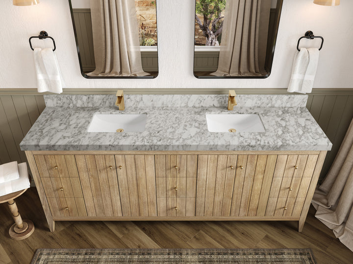 Atlanta Teak Wood 84 in. W x 22 in. D Double Sink Bathroom Vanity - photo 10